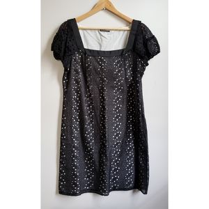 ELIE TAHARI black eyelet square neck mini dress 12